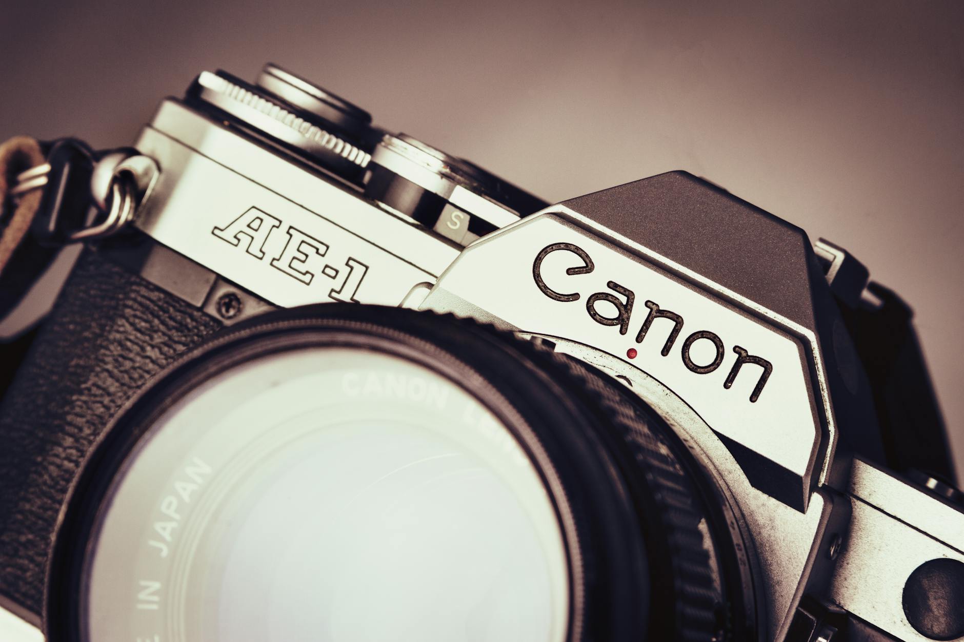 close up shot of a canon analog camera